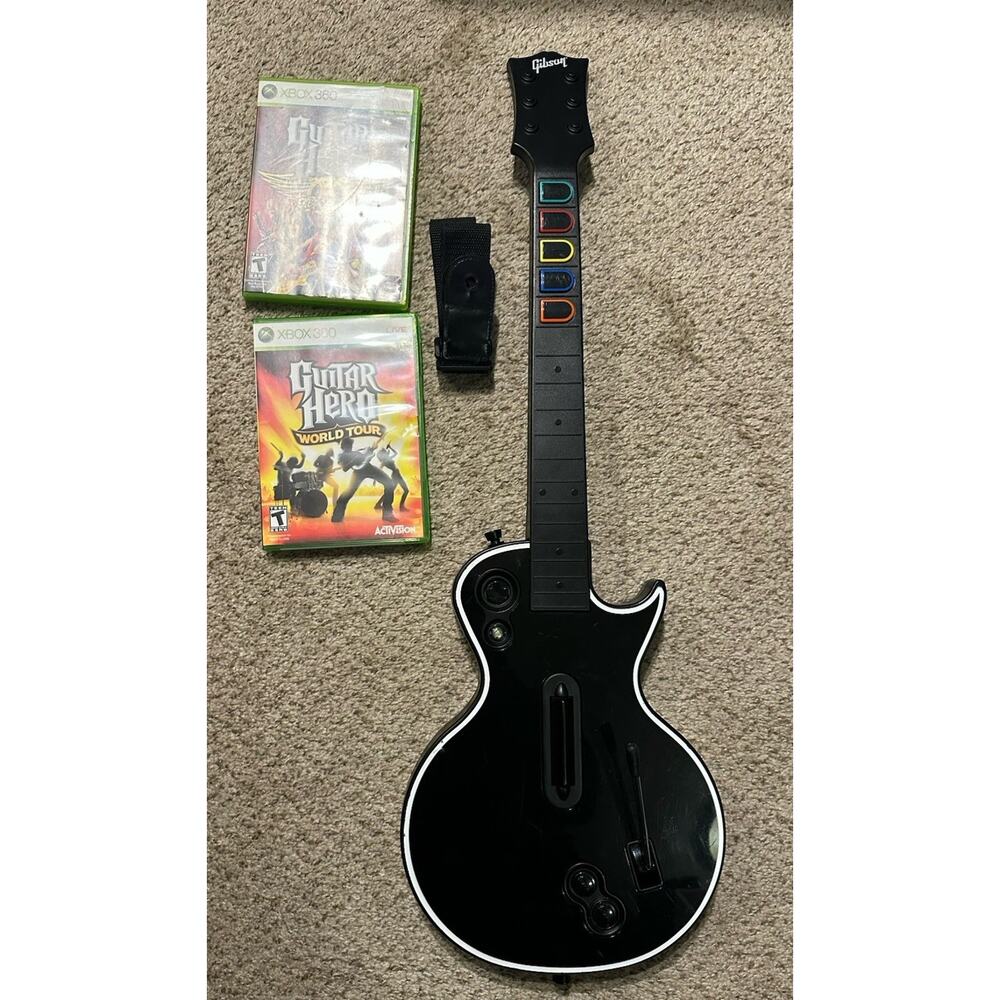 Red Octane Xbox 360 Guitar Hero Les Gibson Controller Bundle 2 Games Tested
